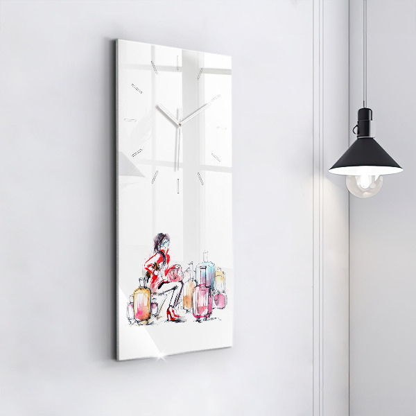 Orologio verticale Donna con valigie