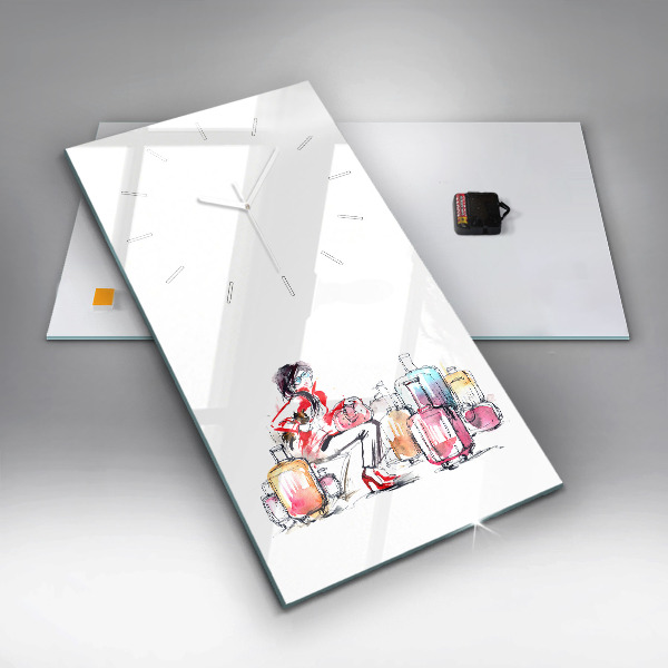 Orologio verticale Donna con valigie