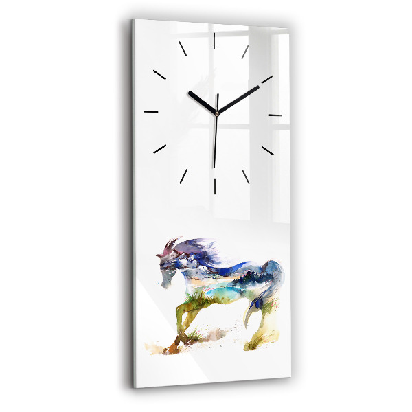 Orologio verticale Montagne dipinte e cavallo