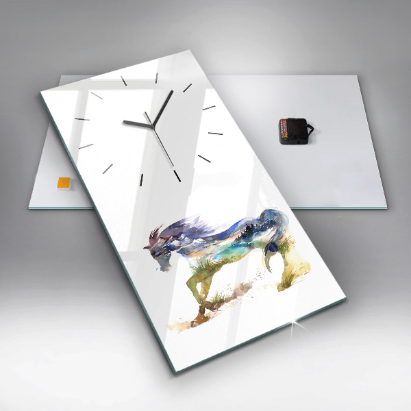 Orologio verticale Montagne dipinte e cavallo
