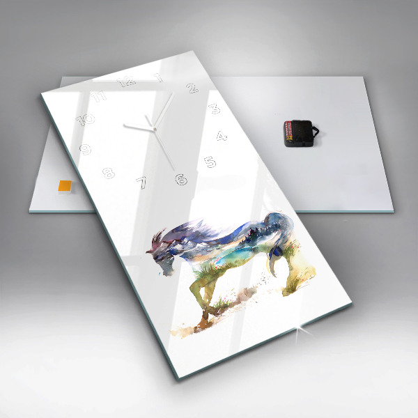 Orologio verticale Montagne dipinte e cavallo