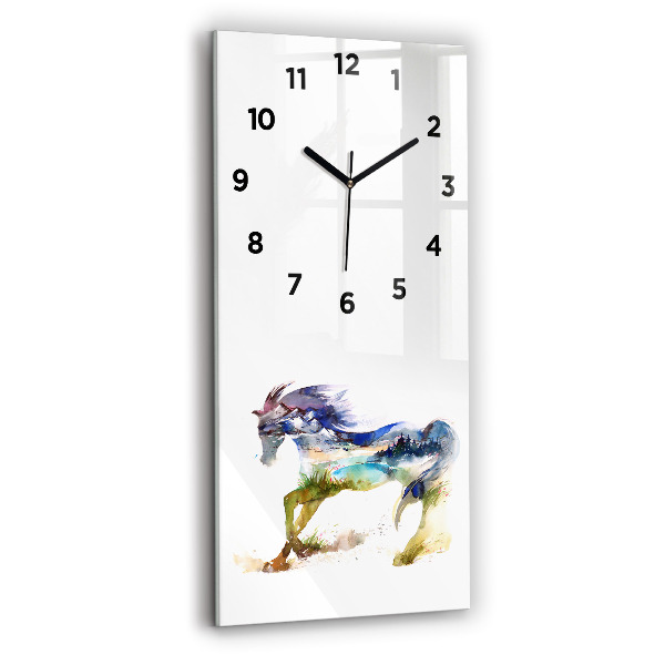 Orologio verticale Montagne dipinte e cavallo