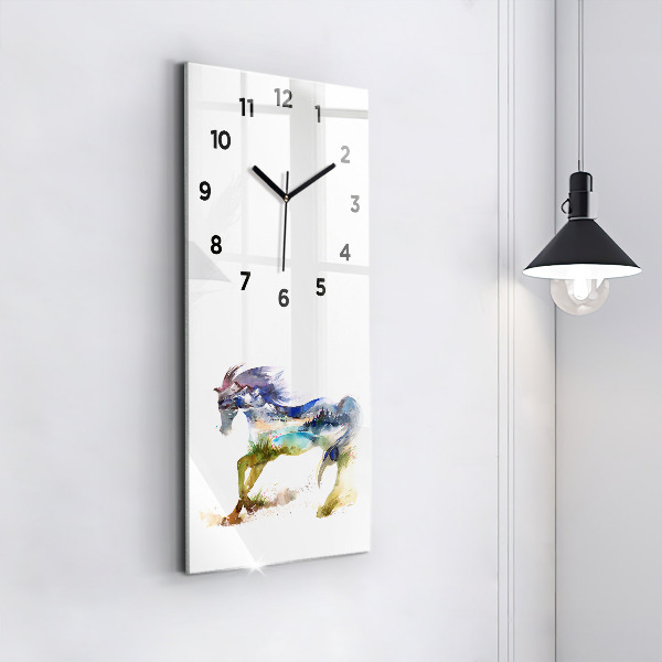 Orologio verticale Montagne dipinte e cavallo