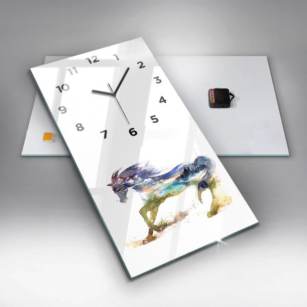 Orologio verticale Montagne dipinte e cavallo