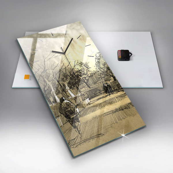 Orologio verticale Parco e alberi in seppia