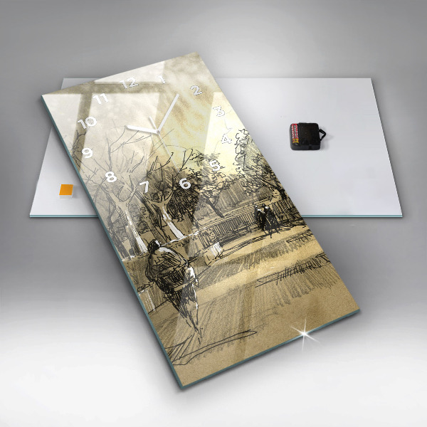 Orologio verticale Parco e alberi in seppia