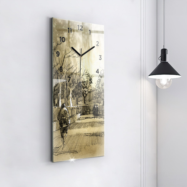 Orologio verticale Parco e alberi in seppia