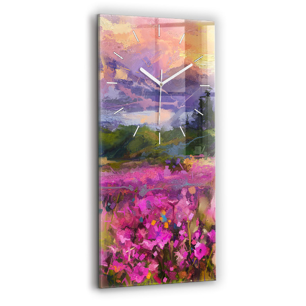 Orologio verticale in vetro Paesaggio di natura e fiori