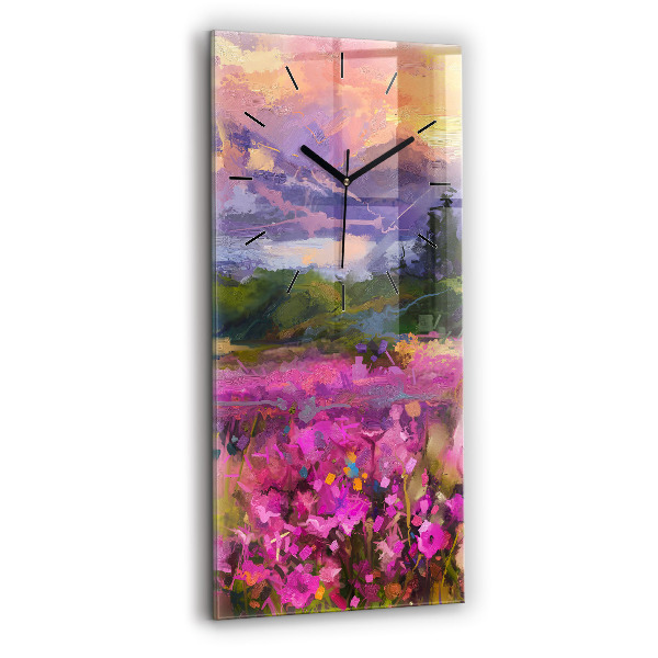 Orologio verticale in vetro Paesaggio di natura e fiori