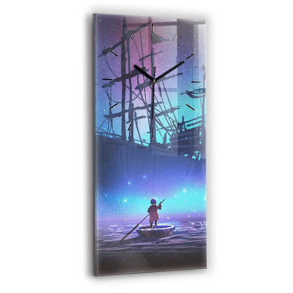 Orologio verticale in vetro Nave a vela di fantasia