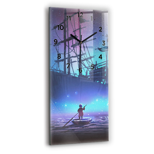 Orologio verticale in vetro Nave a vela di fantasia