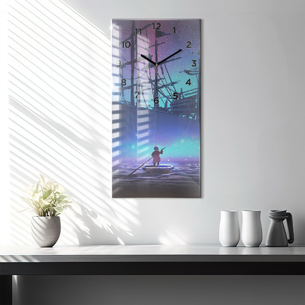 Orologio verticale in vetro Nave a vela di fantasia