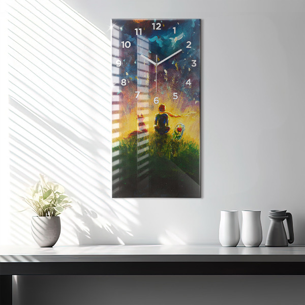 Orologio verticale in vetro Astrazione Il Piccolo Principe