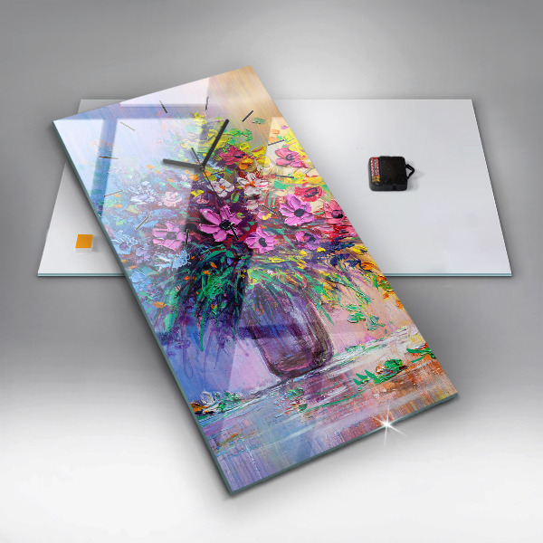 Orologio verticale in vetro Fiori in un vaso