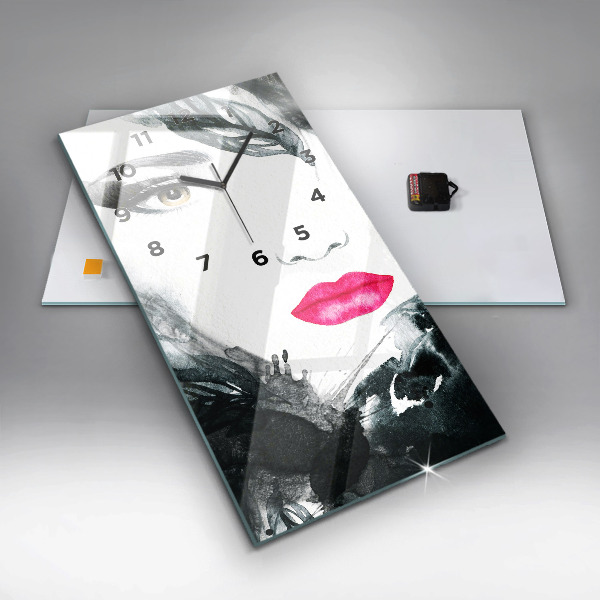 Orologio verticale Ritratto di una donna labbra rosse
