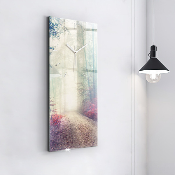 Orologio verticale Strada autunnale Foresta Nebbia