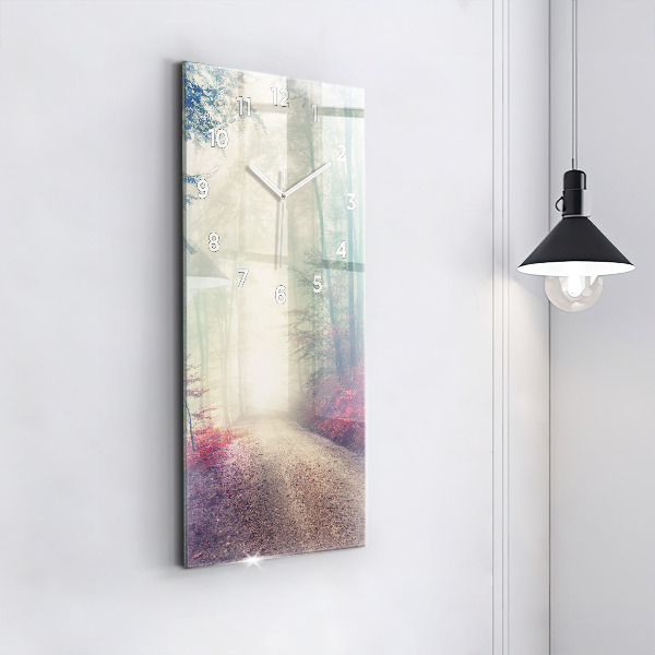Orologio verticale Strada autunnale Foresta Nebbia
