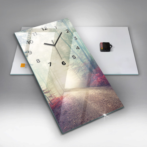 Orologio verticale Strada autunnale Foresta Nebbia