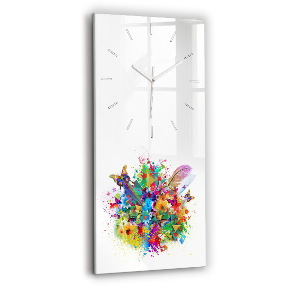 Orologio verticale Armonia floreale con farfalle