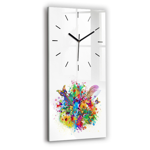 Orologio verticale Armonia floreale con farfalle