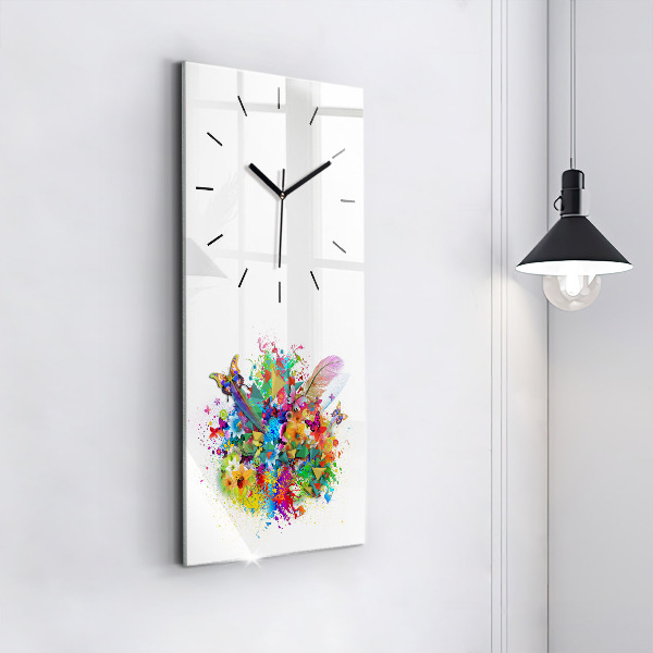 Orologio verticale Armonia floreale con farfalle