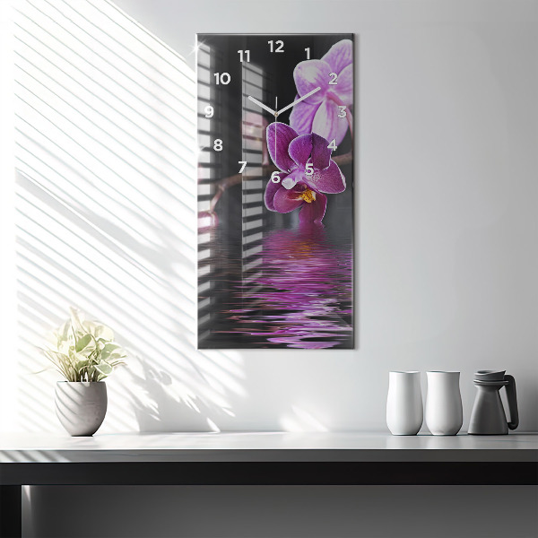 Orologio verticale Fiore di orchidea sull'acqua