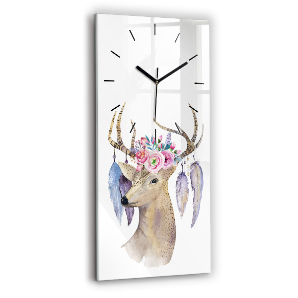 Orologio verticale Testa di cervo e fiori