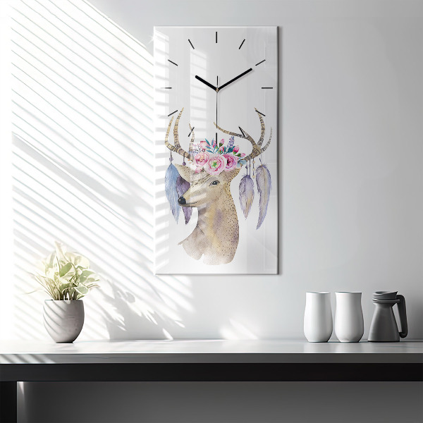 Orologio verticale Testa di cervo e fiori