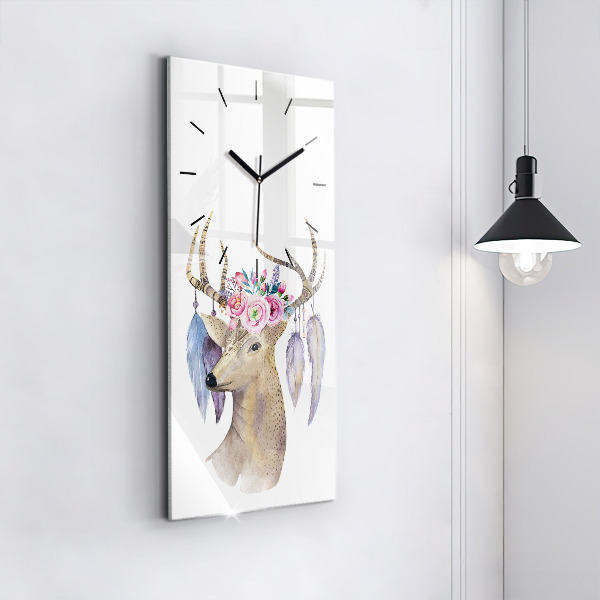 Orologio verticale Testa di cervo e fiori