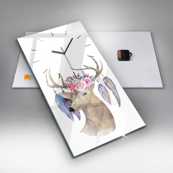 Orologio verticale Testa di cervo e fiori