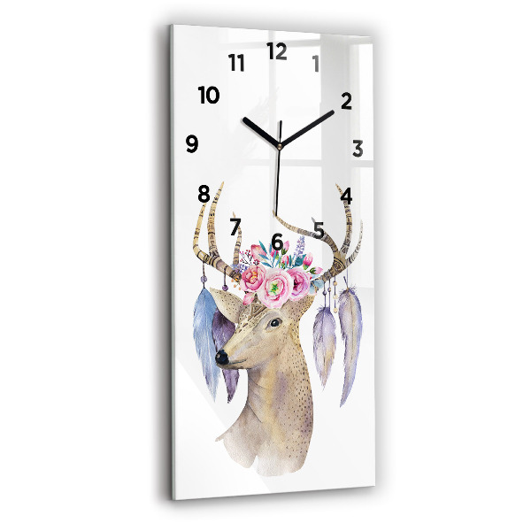 Orologio verticale Testa di cervo e fiori