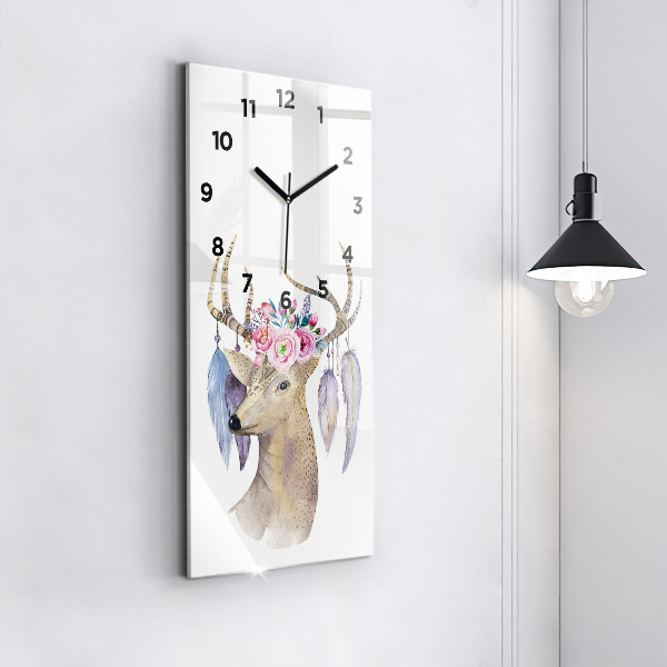 Orologio verticale Testa di cervo e fiori