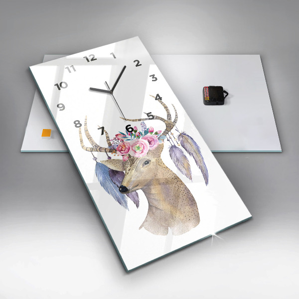 Orologio verticale Testa di cervo e fiori