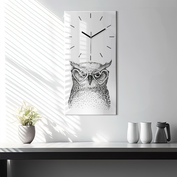 Orologio verticale Gufo disegnato con gli occhiali