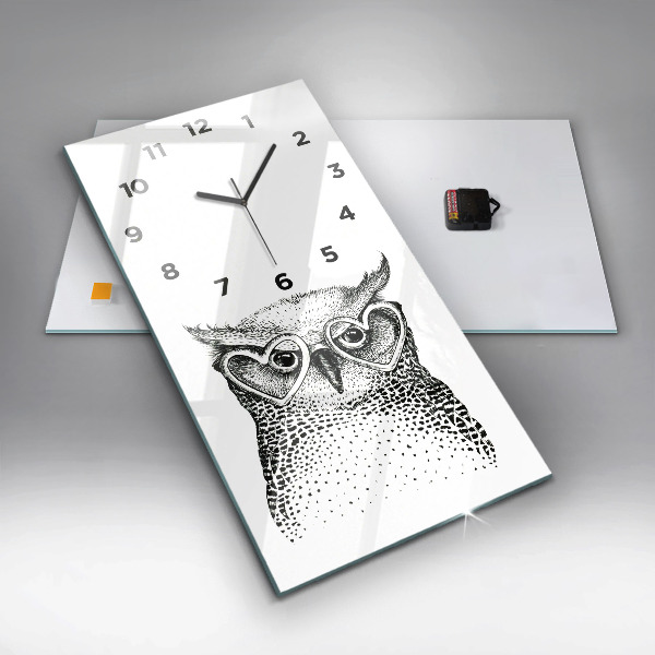 Orologio verticale Gufo disegnato con gli occhiali