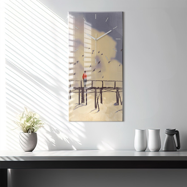 Orologio verticale Uomo sul vecchio ponte