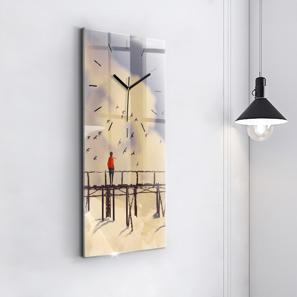 Orologio verticale Uomo sul vecchio ponte