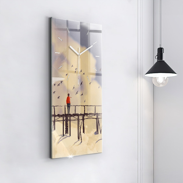 Orologio verticale Uomo sul vecchio ponte