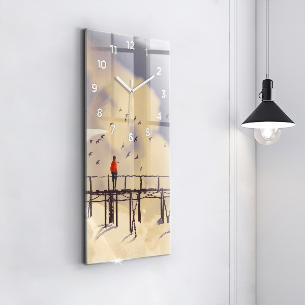 Orologio verticale Uomo sul vecchio ponte