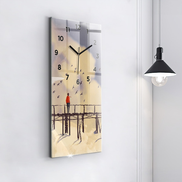 Orologio verticale Uomo sul vecchio ponte