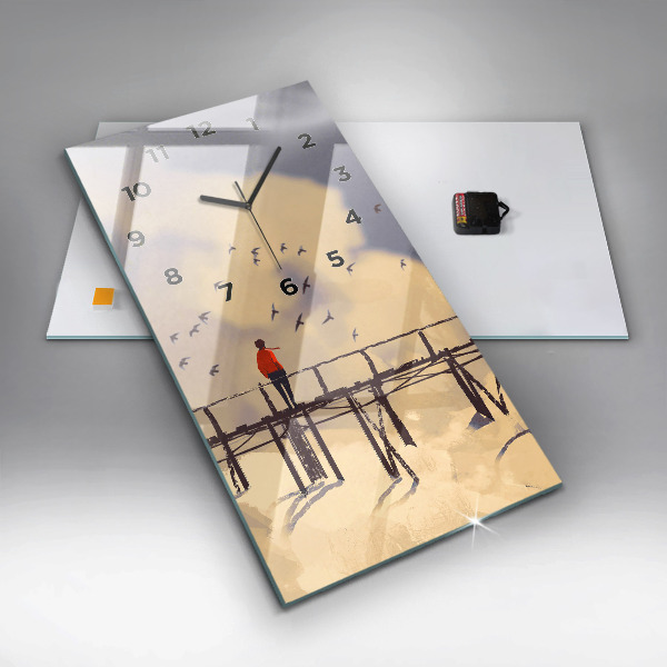 Orologio verticale Uomo sul vecchio ponte