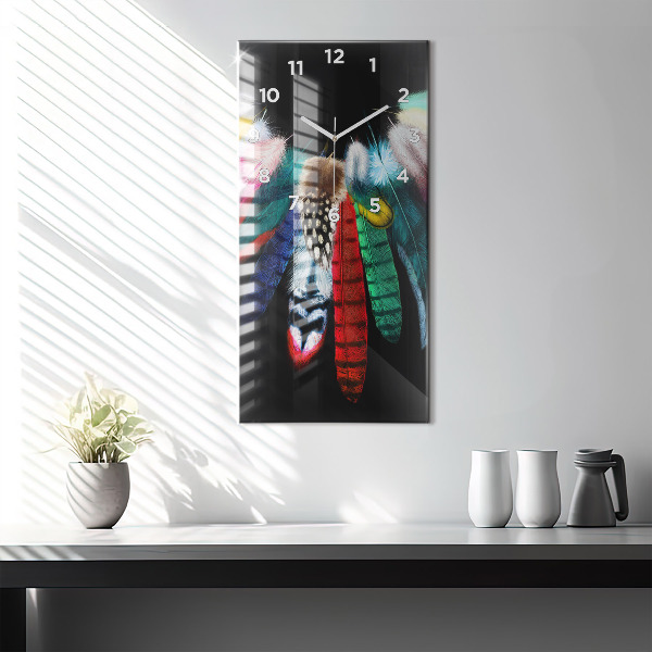 Orologio verticale Piume di uccelli colorate