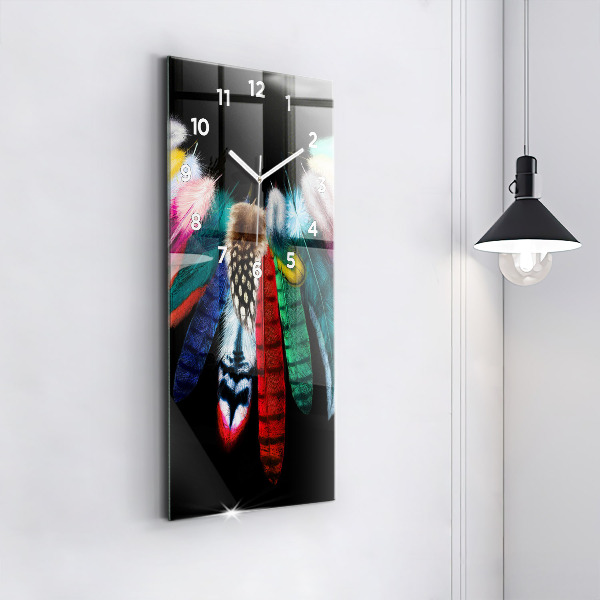 Orologio verticale Piume di uccelli colorate