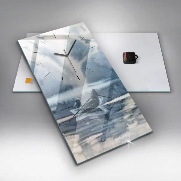 Orologio verticale Pescatore sul lago