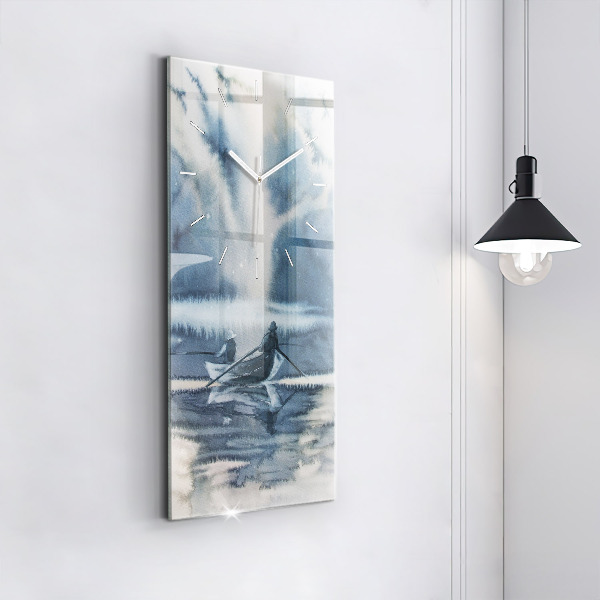 Orologio verticale Pescatore sul lago