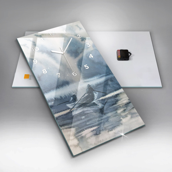 Orologio verticale Pescatore sul lago