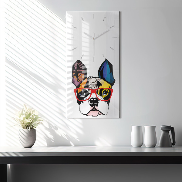Orologio verticale Bulldog francese con gli occhiali