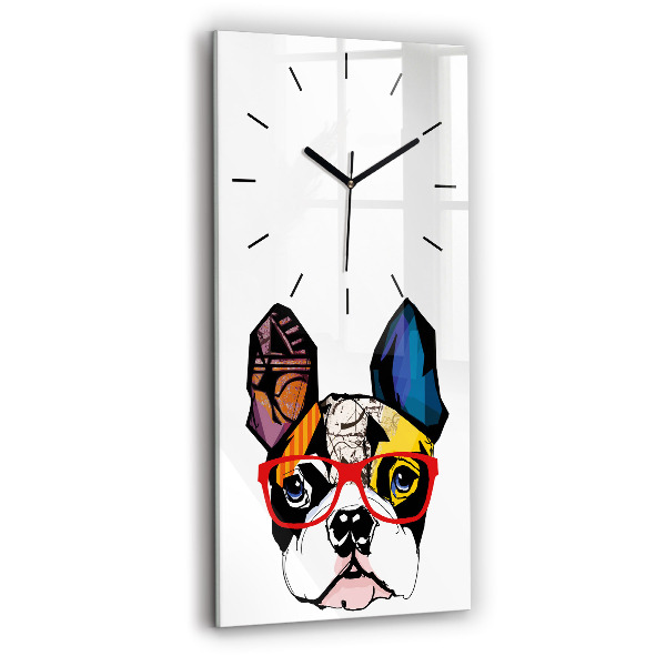 Orologio verticale Bulldog francese con gli occhiali