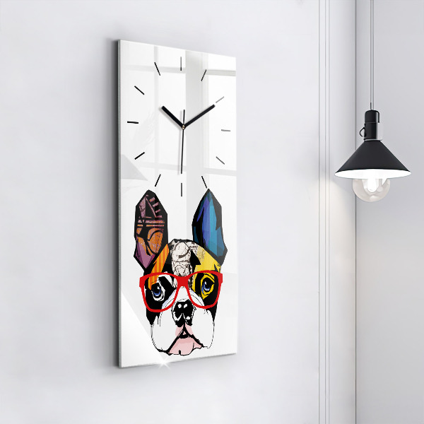 Orologio verticale Bulldog francese con gli occhiali