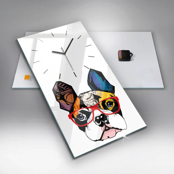 Orologio verticale Bulldog francese con gli occhiali